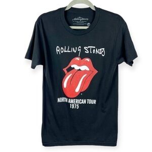 THE Rolling Stones North American Tour 1975 Band Concert Tee Black Small